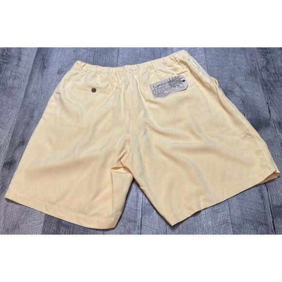 Caribbean Silk Shorts Mens 38 Chino Relaxed Elastic Waist Coastal Resort 9" NEW - Picture 2 of 7